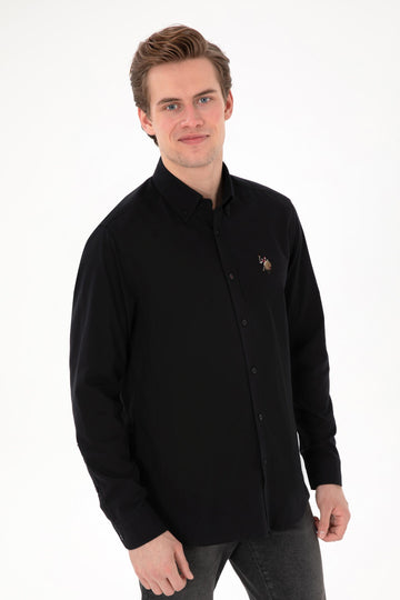 USPA Men Shirt Enzo Regular Full Sleeve Black VR046 USPSH362 US Polo Assn.